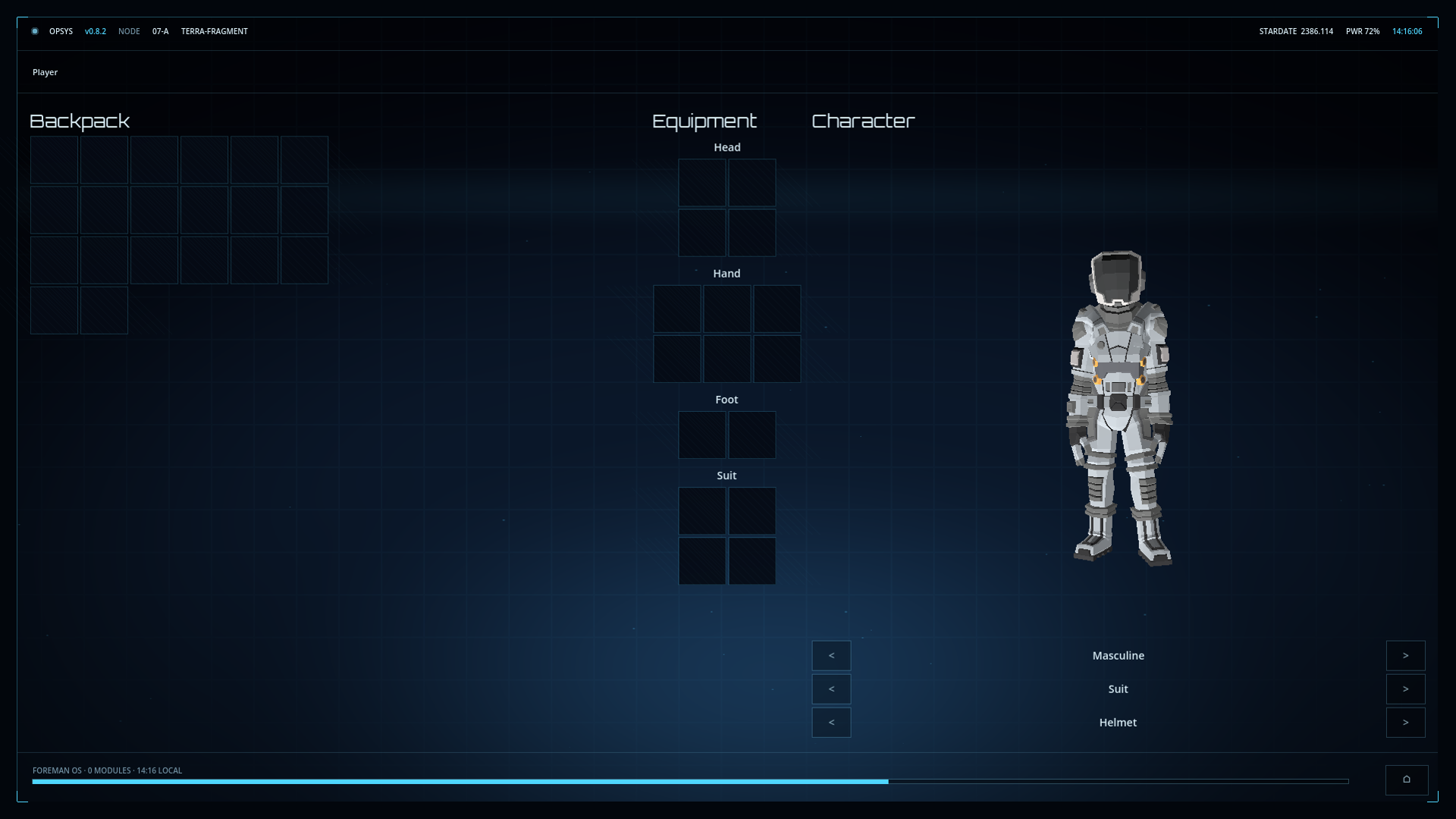The character and inventory equipment screen